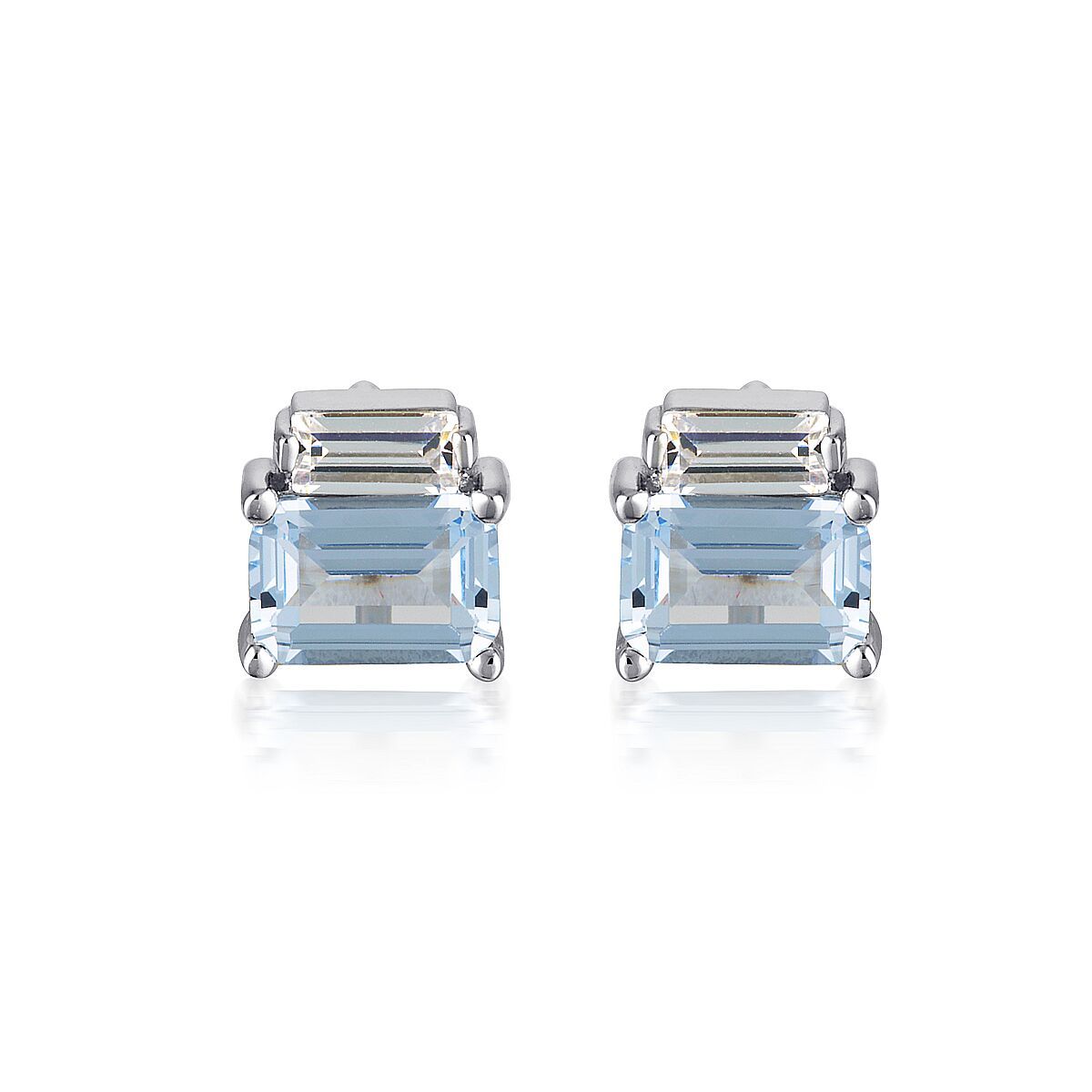 GEORGINI EMILIO AQUAMARINE DOUBLE BAGUETTE EARRINGS Bevilles Jewellers 
