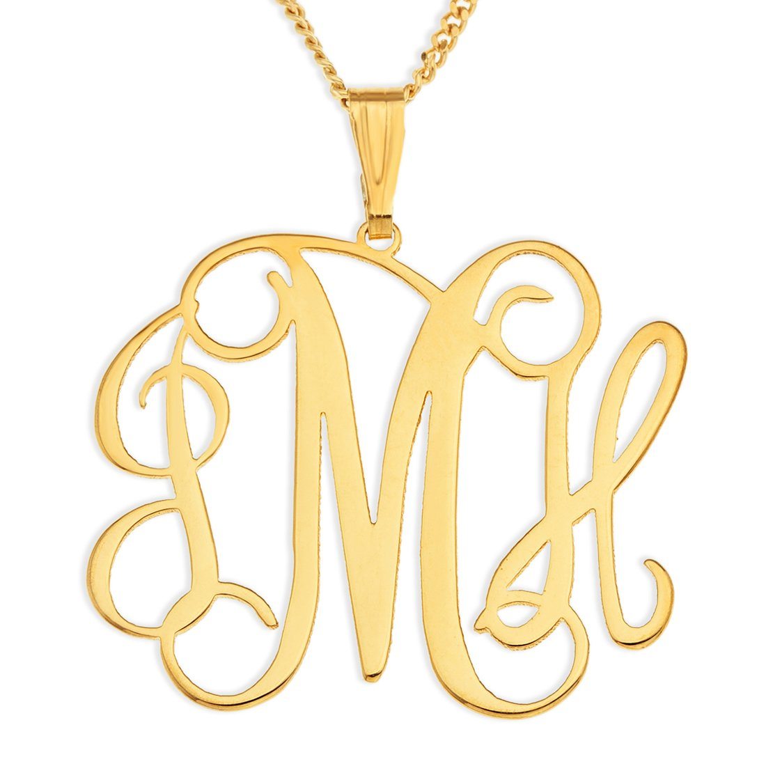Personalised 9ct Yellow Gold Monogram Necklace Necklaces Bevilles 