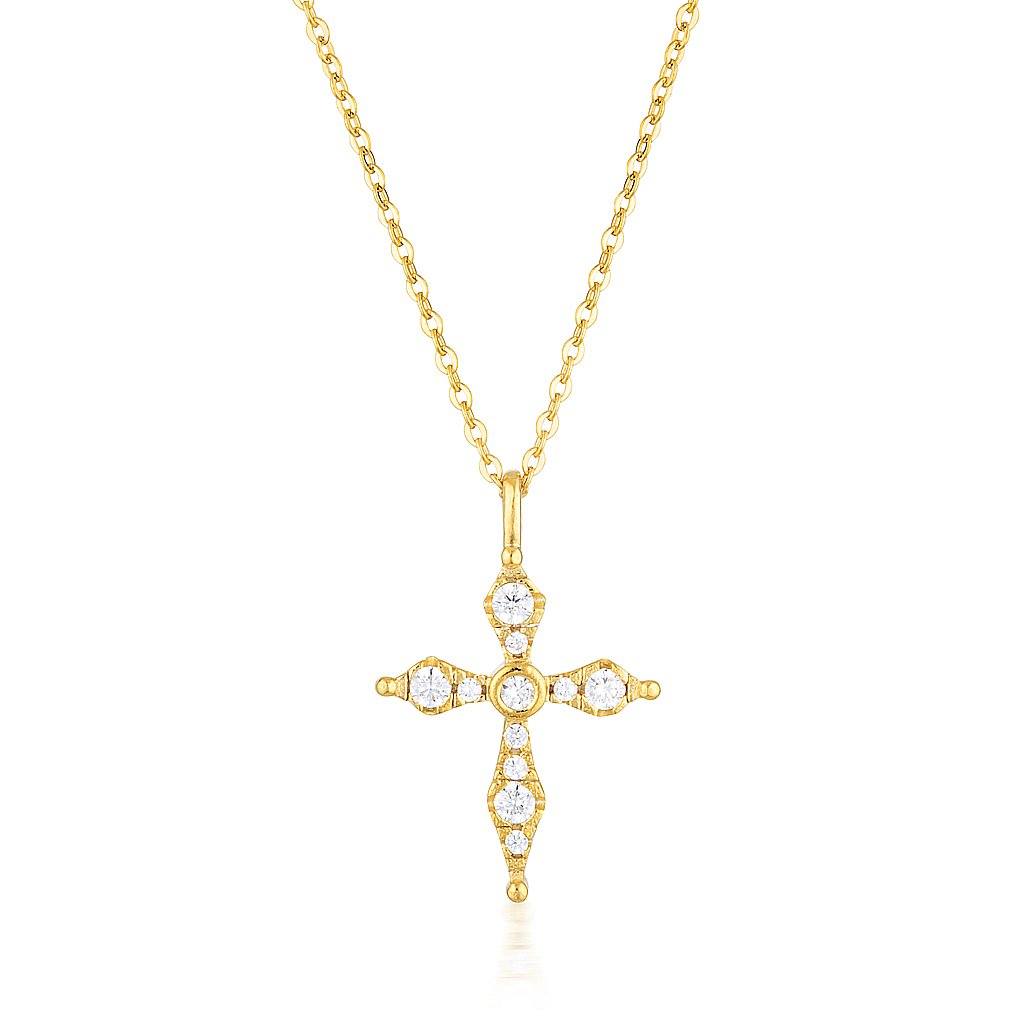 Georgini Bless Mini Gold Cross Necklace – Bevilles Jewellers
