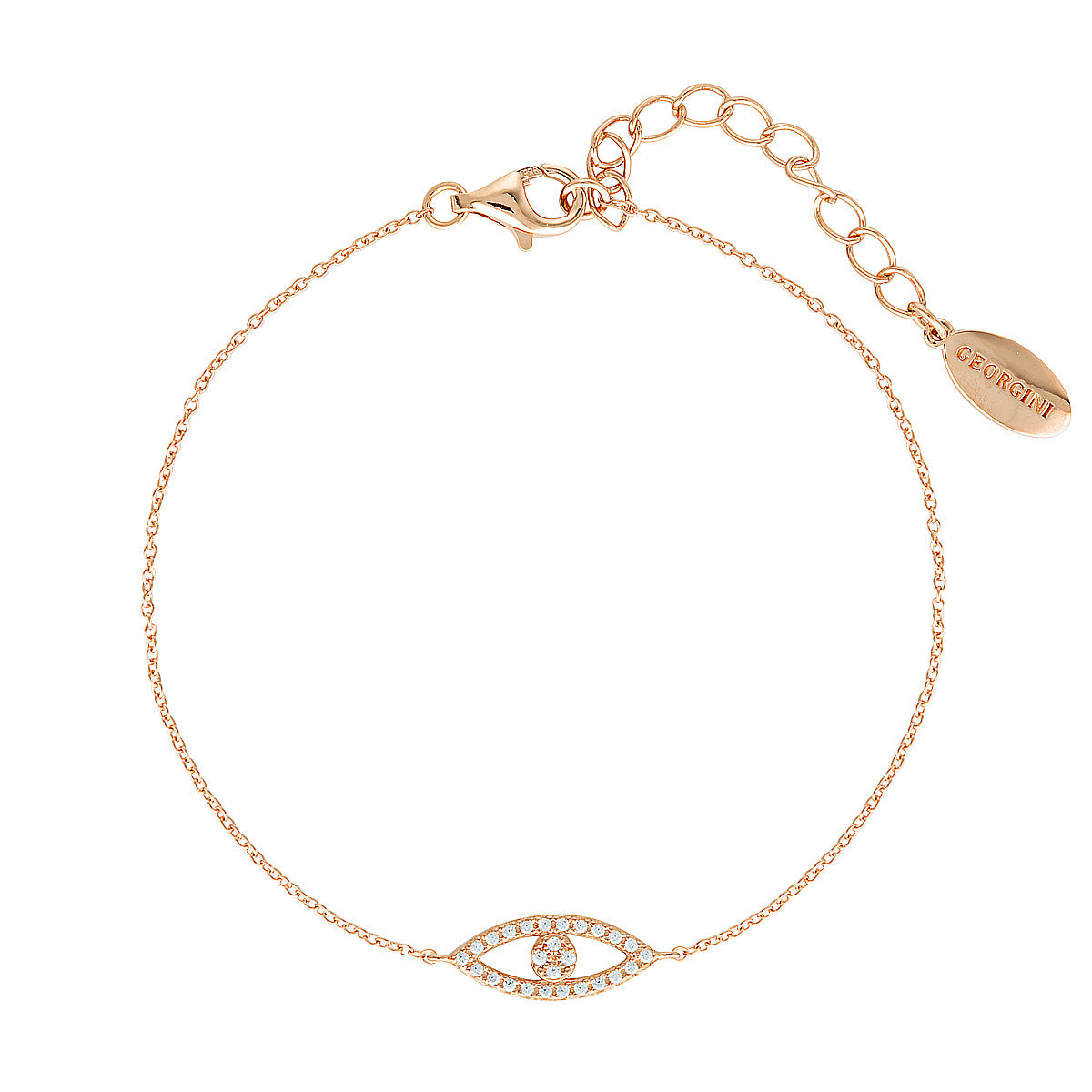 Georgini Rock Star Evil Eye Rose Gold Bracelet Bevilles Jewellers 