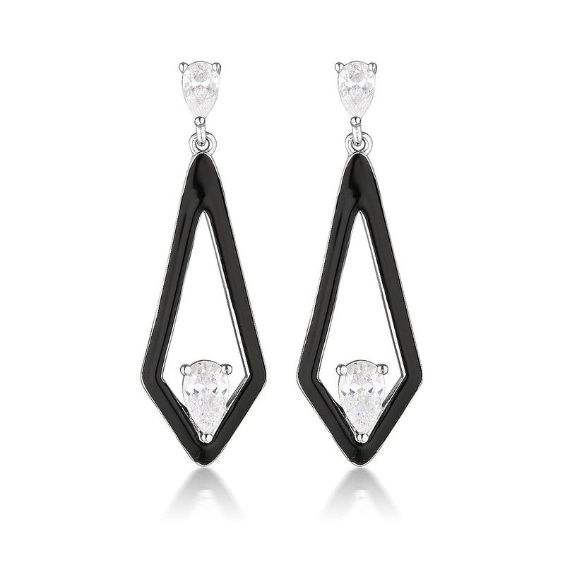 GEORGINI REFLECTION EVOKE EARRINGS SILVER & BLACK ENAMEL Georgini 