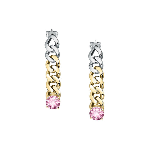 Chiara Ferragni Chain Collection Pink Stone Gold Earrings Bevilles Jewellers 