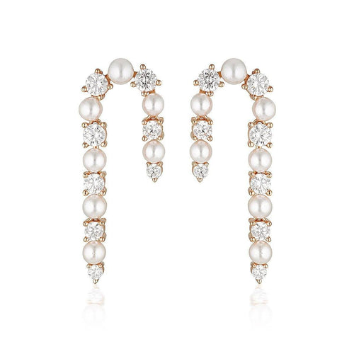 GEORGINI NOEL NIGHTS CANDY CANE PEARL EARRINGS ROSE GOLD Bevilles Jewellers 