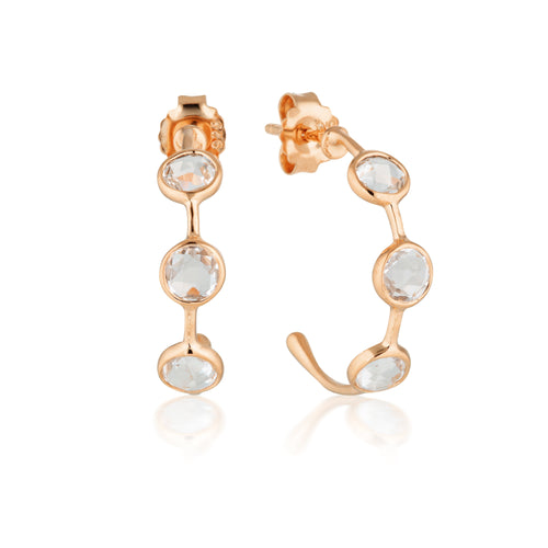 Georgini Kiklo White Topaz Rose Gold Hoop Bevilles Jewellers 