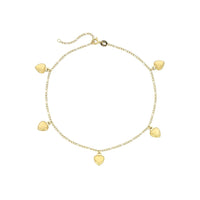 9ct Yellow Gold Silver Infused 5 Puff Heart Anklet Anklet Bevilles 