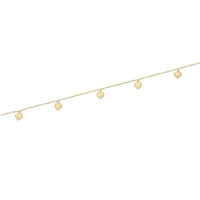 9ct Yellow Gold Silver Infused 5 Puff Heart Anklet Anklet Bevilles 