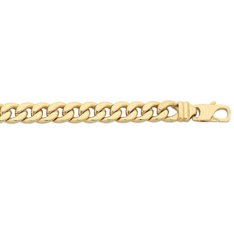 9ct Yellow Gold Silver Infused Flat Curb Bracelet 21cm