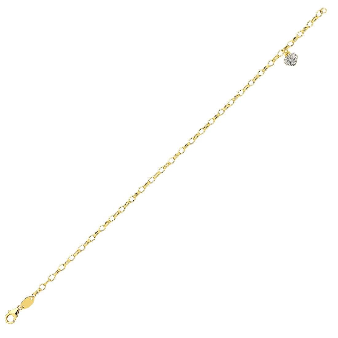 9ct Yellow Gold Silver Infused Crystal Heart Bracelet Bracelets Bevilles 