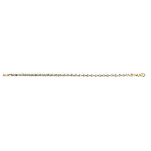 9ct Yellow Gold Silver Infused Two Tone Singapore Bracelet Bracelets Bevilles 