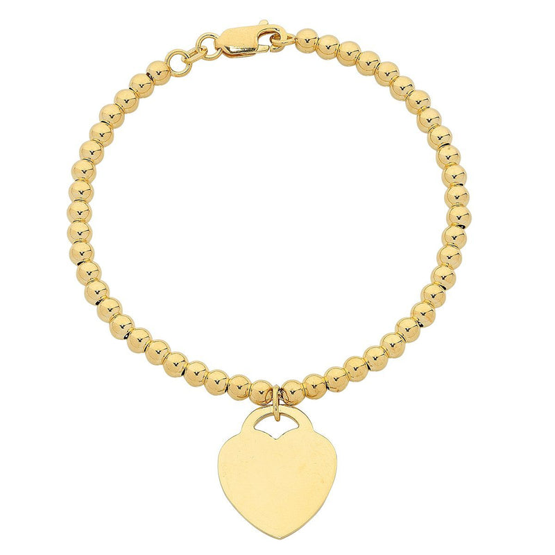 9ct Yellow Gold Silver Infused Bracelet with Heart Charm Bracelets Bevilles 