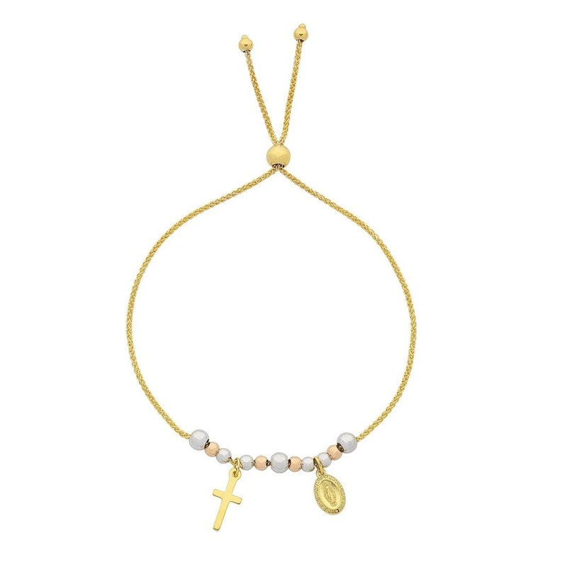 9ct Yellow Gold Silver Infused Religious Cross Madonna Bracelet Bracelets Bevilles 