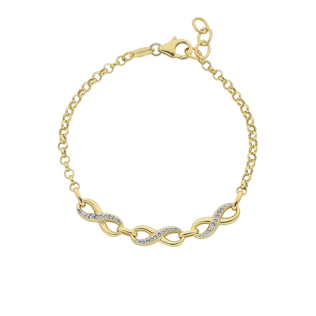 9ct Yellow Gold Silver Infused Two Tone Infinity Bracelet Bracelets Bevilles 