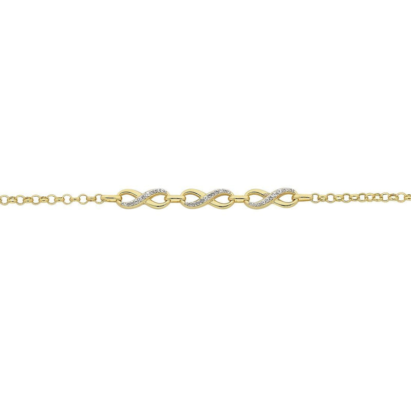 9ct Yellow Gold Silver Infused Two Tone Infinity Bracelet Bracelets Bevilles 