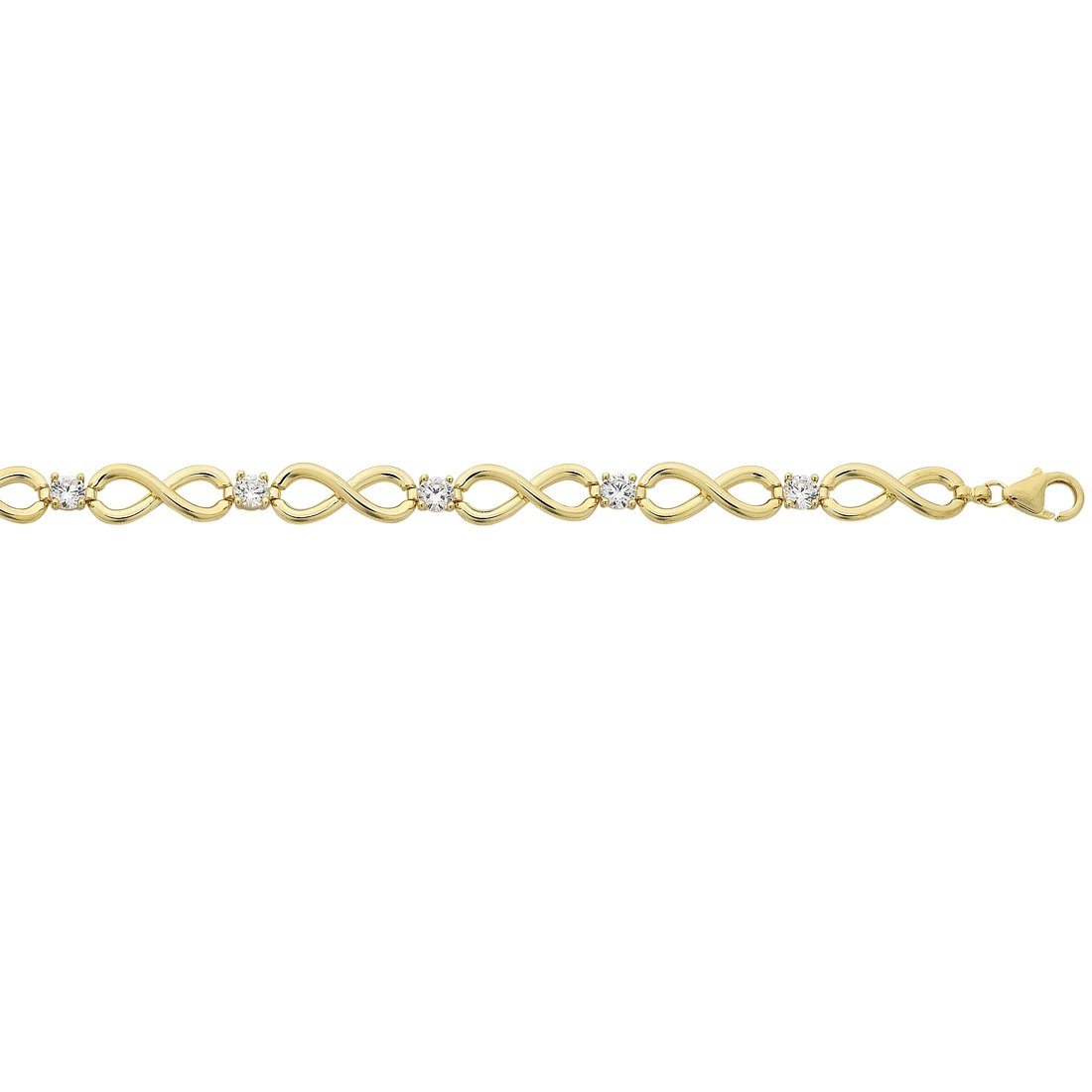 9ct Yellow Gold Silver Infused Infinity Cubic Zirconia Bracelet Bracelets Bevilles 