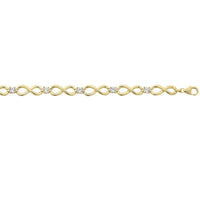 9ct Yellow Gold Silver Infused Infinity Cubic Zirconia Bracelet Bracelets Bevilles 