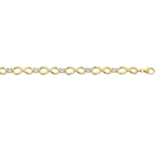 9ct Yellow Gold Silver Infused Infinity Cubic Zirconia Bracelet Bracelets Bevilles 