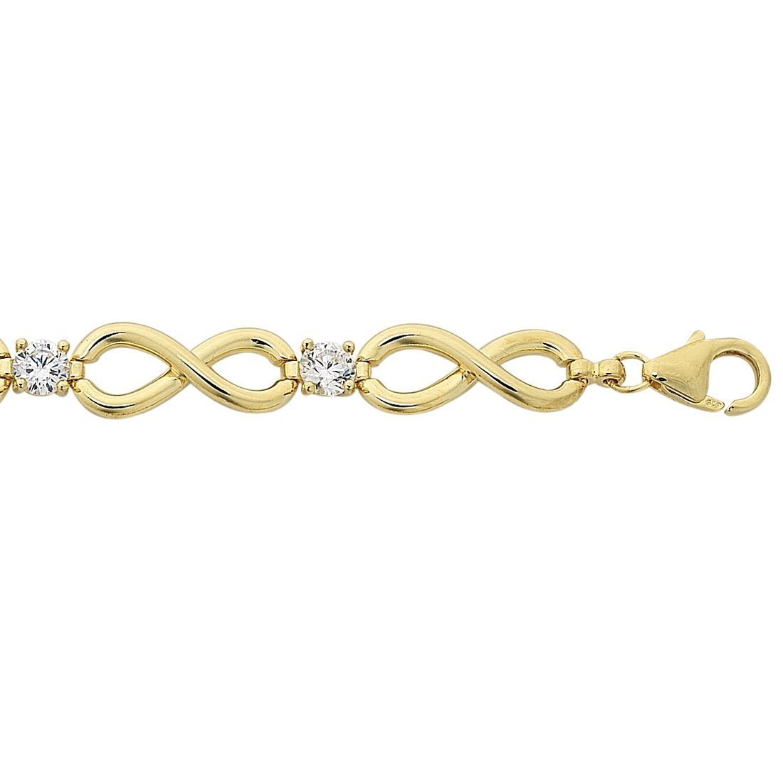 9ct Yellow Gold Silver Infused Infinity Cubic Zirconia Bracelet Bracelets Bevilles 