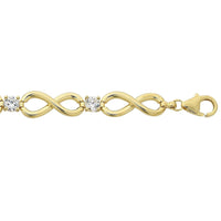 9ct Yellow Gold Silver Infused Infinity Cubic Zirconia Bracelet Bracelets Bevilles 