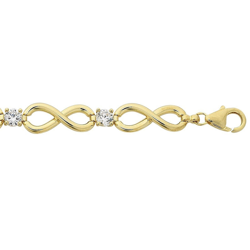 9ct Yellow Gold Silver Infused Infinity Cubic Zirconia Bracelet Bracelets Bevilles 