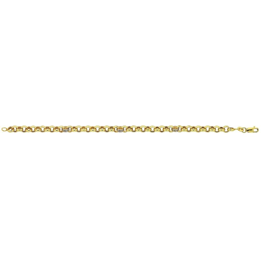 9ct Yellow Gold Silver Infused Cubic Zirconia Set Belcher Bracelet Bracelets Bevilles 