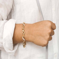 9ct Yellow Gold Silver Infused Crystal Infinity Bracelet Bracelets Bevilles 