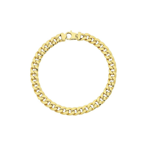 9ct Gold Silver Infused Flat Curb Bracelet 22cm Bracelets Bevilles 