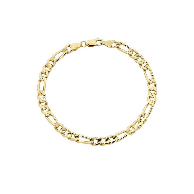 9ct Yellow Gold Silver Infused Figaro Bracelet Bracelets Bevilles 