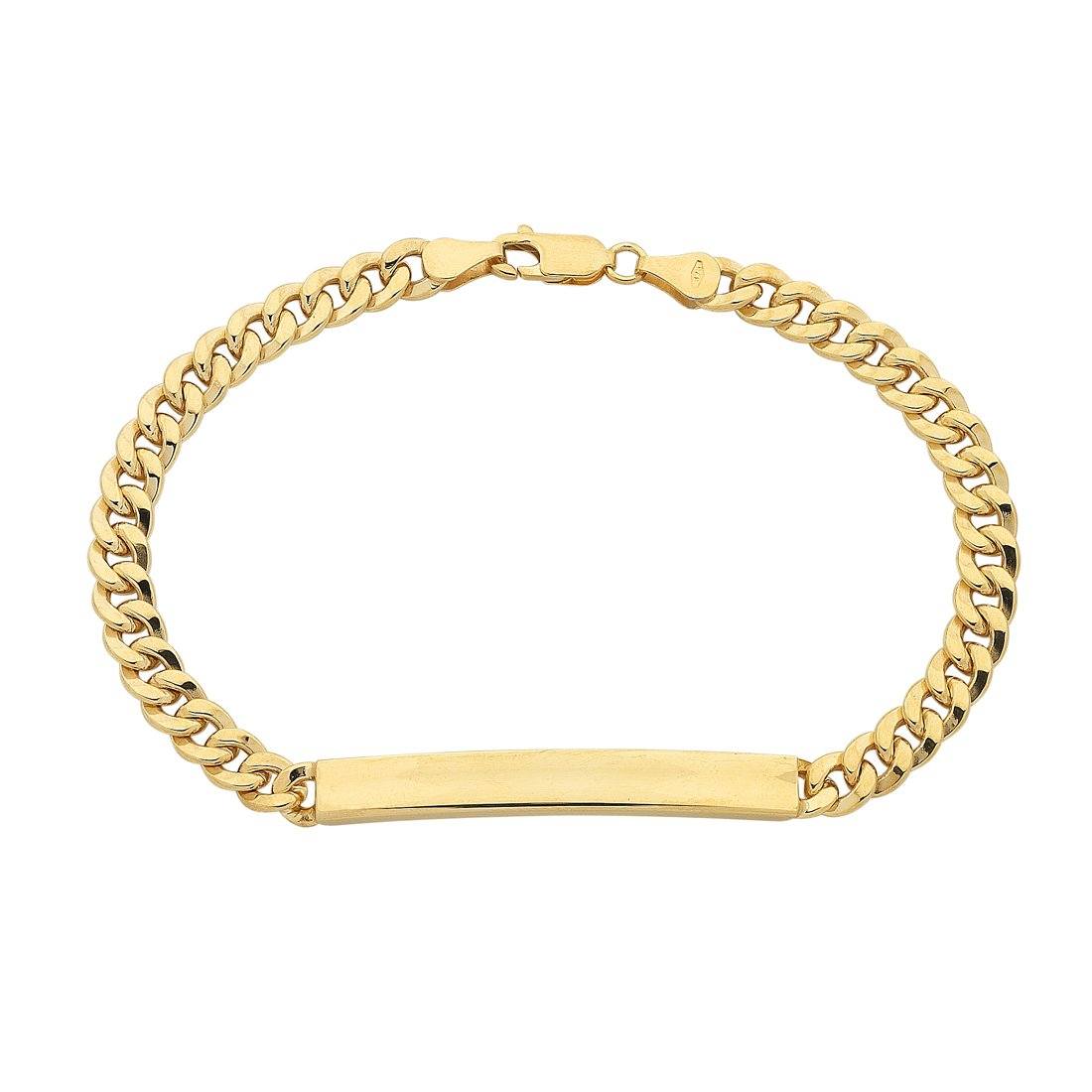 9ct Yellow Gold Silver Infused Curb ID Bracelet Bracelets Bevilles 