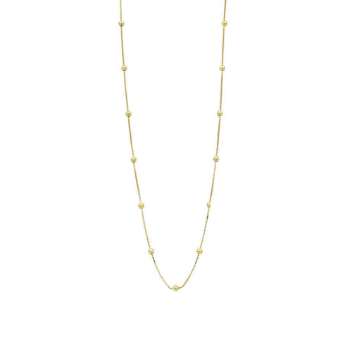 9ct Yellow Gold Silver Infused Chain And Ball Necklace 40cm Necklaces Bevilles 