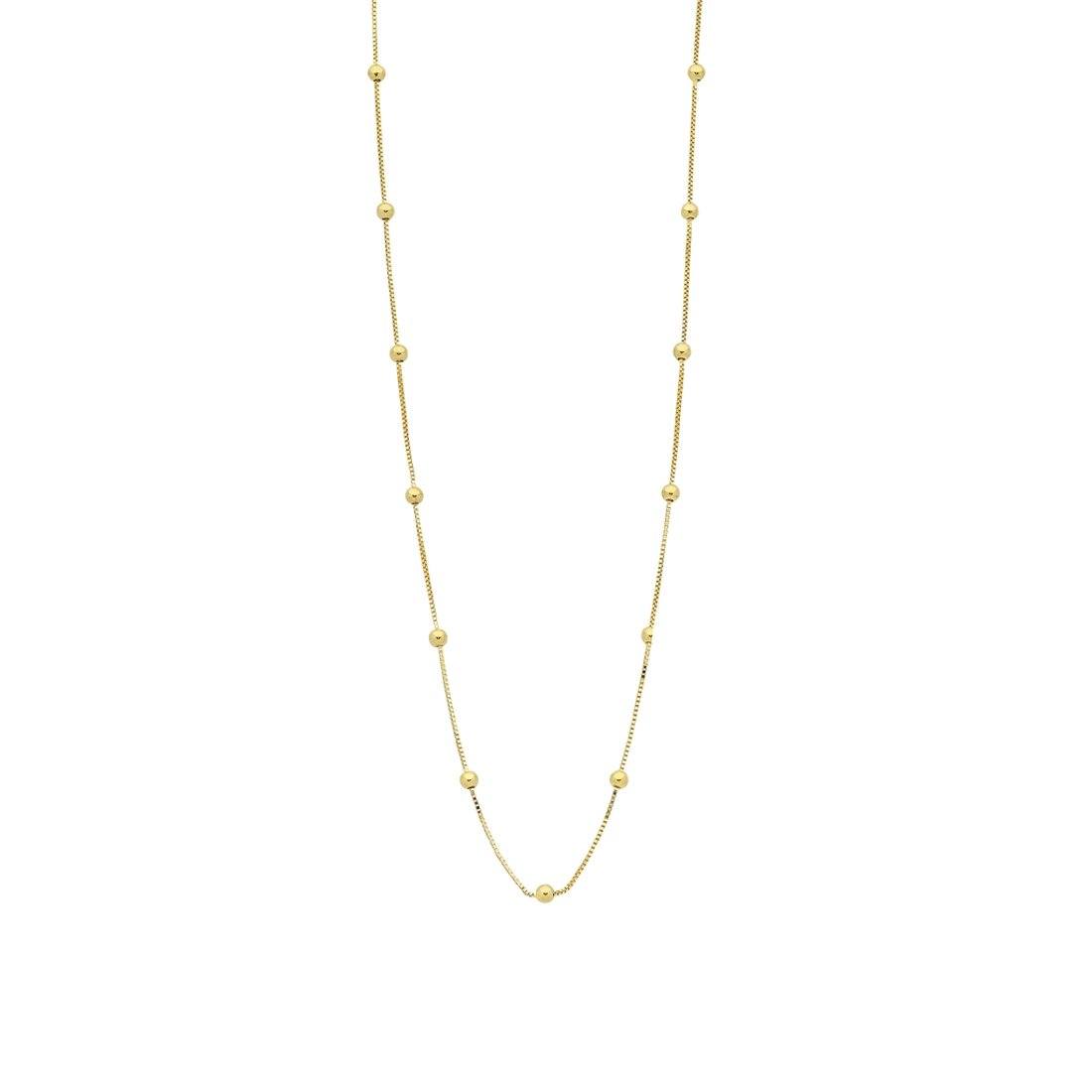 9ct Yellow Gold Silver Infused Chain And Ball Necklace 45cm Necklaces Bevilles 