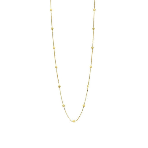 9ct Yellow Gold Silver Infused Chain And Ball Necklace 45cm Necklaces Bevilles 