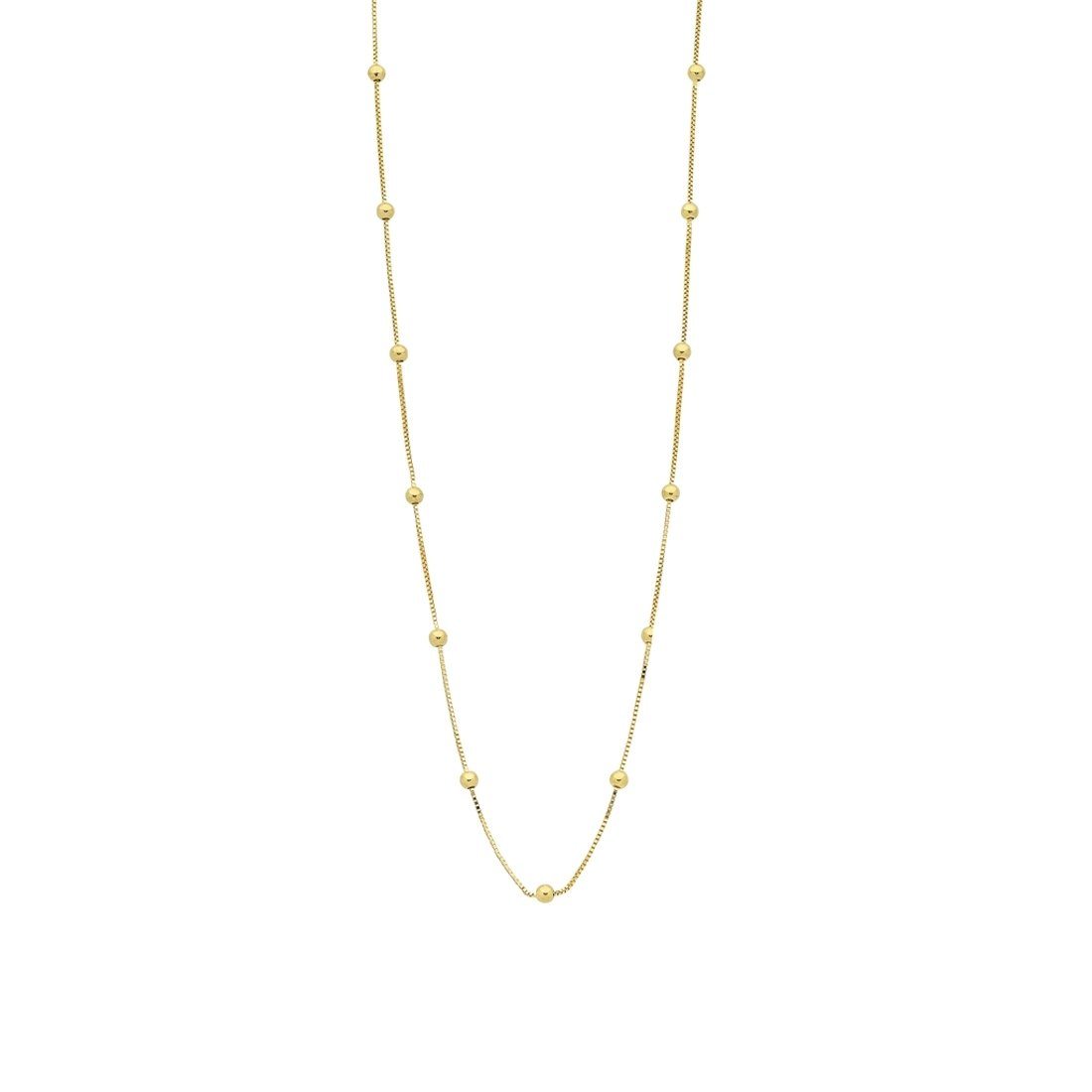 9ct Yellow Gold Silver Infused Chain And Ball Necklace 50cm Necklaces Bevilles 