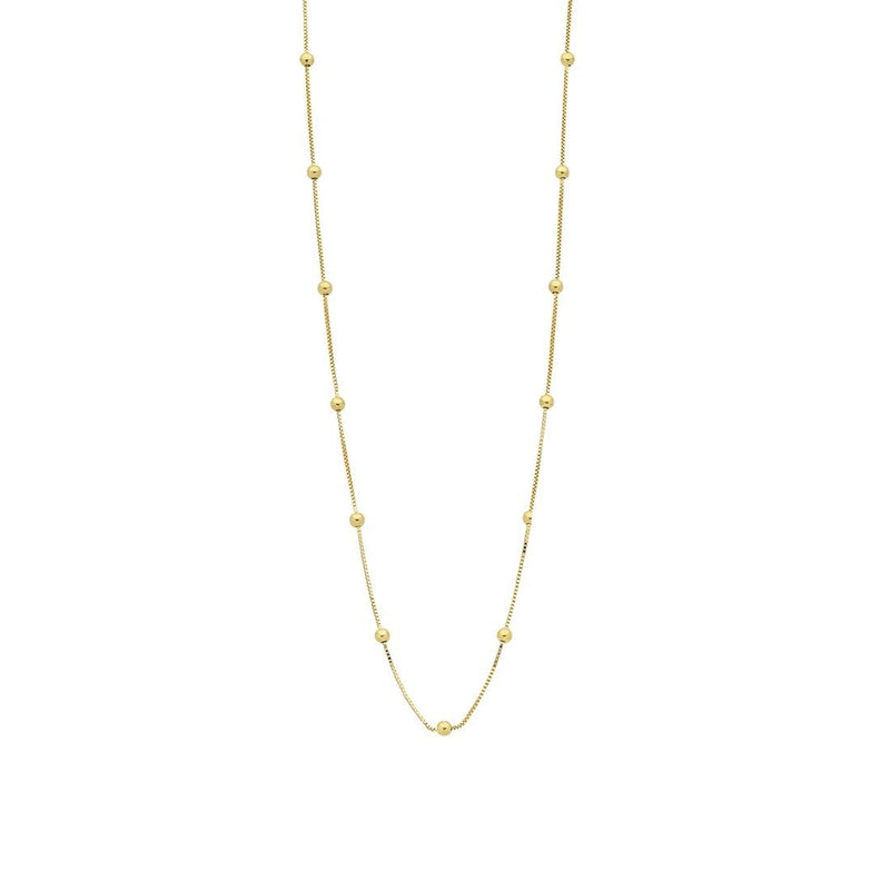 9ct Yellow Gold Silver Infused Chain And Ball Necklace 50cm Necklaces Bevilles 