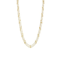 9ct Yellow Gold Silver Infused Triple Row Ball And Chain Necklace 42cm Necklaces Bevilles 