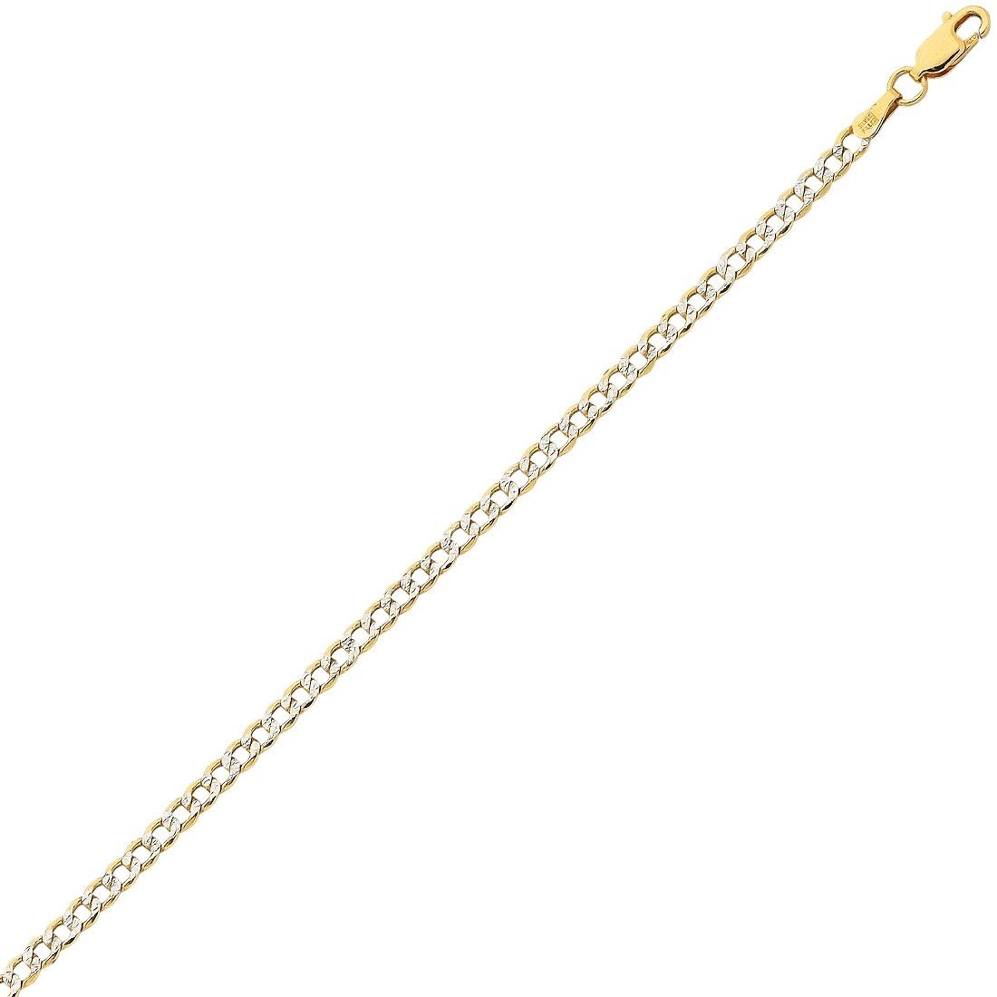9ct Yellow Gold Silver Infused 2 Tone Diamond Cut Curb Necklace 55cm Necklaces Bevilles 