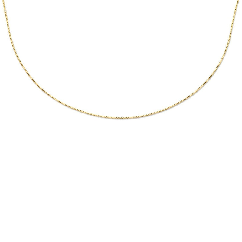 9ct Yellow Gold Silver Infused Box Chain Necklace 45cm Necklaces Bevilles 