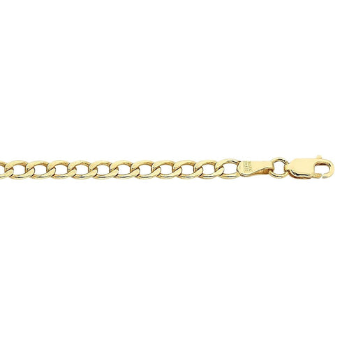9ct Yellow Gold Silver Infused Curb Necklace 55cm Necklaces Bevilles 