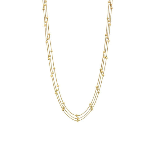 9ct Yellow Gold Silver Infused Triple Row Beaded Ball Necklace Necklaces Bevilles 