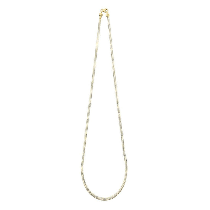 9ct Yellow Gold Silver Infused Omega Necklace 45cm Necklaces Bevilles 
