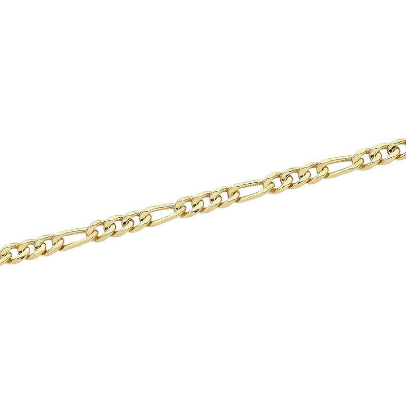 9ct Yellow Gold Silver Infused Figaro Necklace 55cm Necklaces Bevilles 