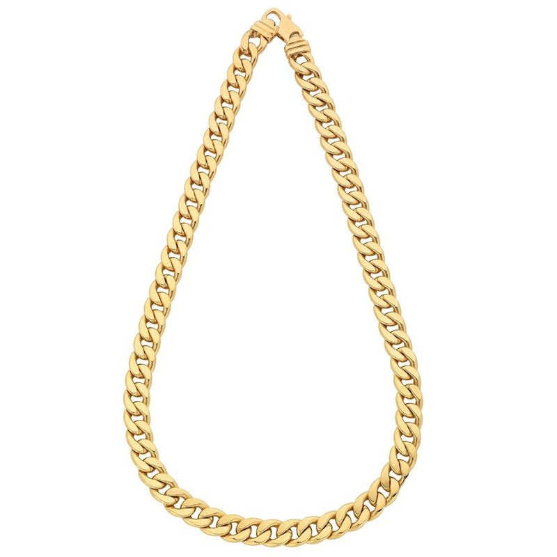 9ct Yellow Gold Silver Infused Curb Necklace 60cm Necklaces Bevilles 