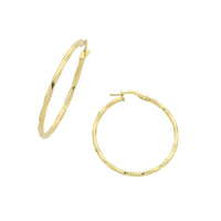 9ct Yellow Gold Silver Infused Twist Hoop Earrings Earrings Bevilles 