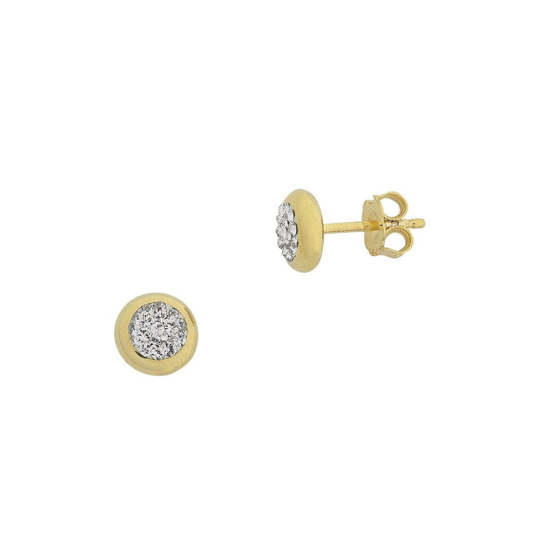 9ct Yellow Gold Silver Infused Crystal Stud Earrings Earrings Bevilles 