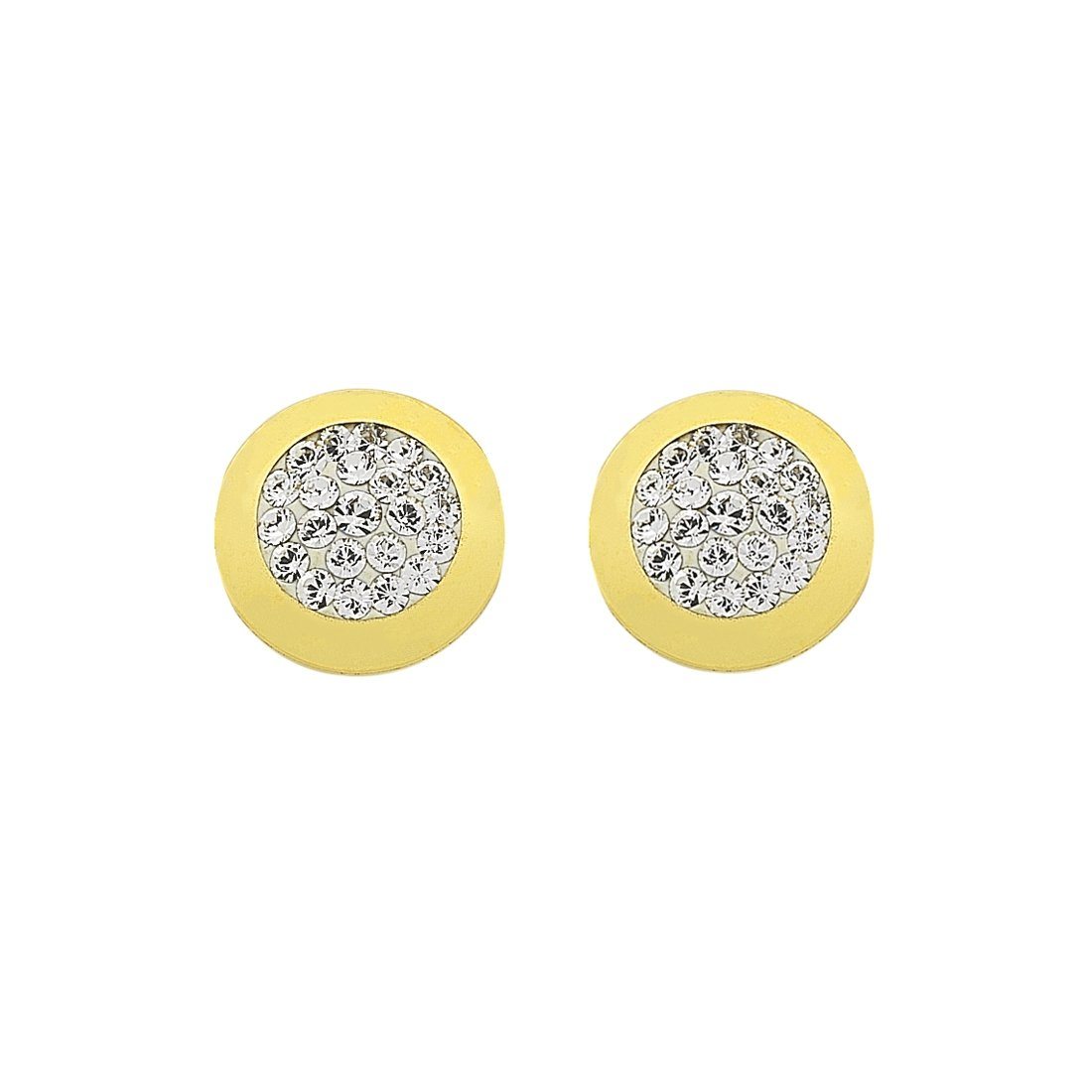 9ct Yellow Gold Silver Infused Crystal Pave Stud Earrings Earrings Bevilles 