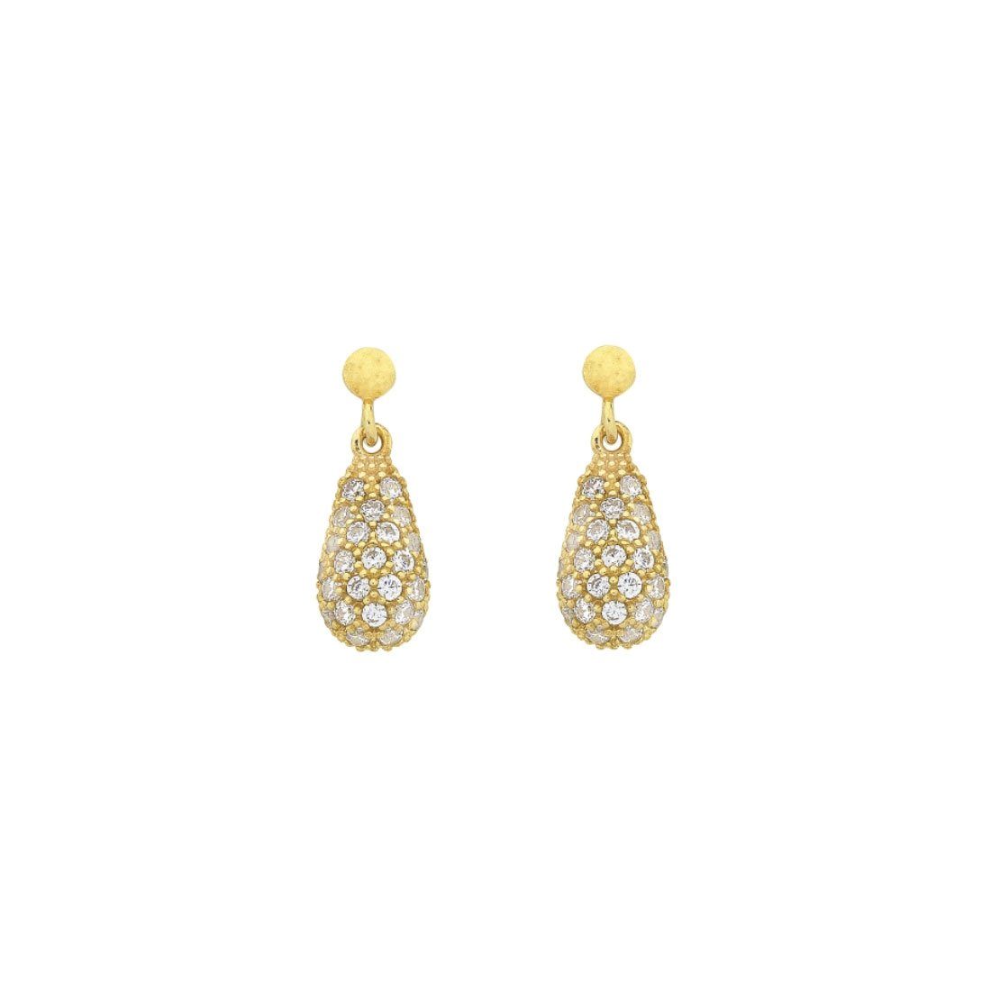 9ct Yellow Gold Silver Infused Cubic Zirconia Drop Earrings Earrings Bevilles 