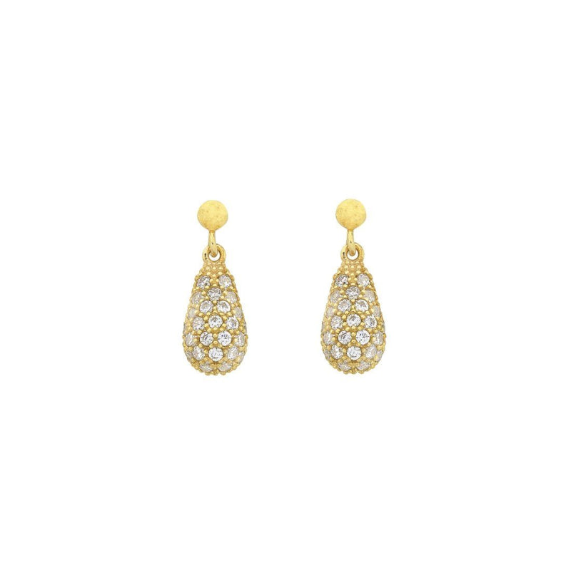 9ct Yellow Gold Silver Infused Cubic Zirconia Drop Earrings Earrings Bevilles 