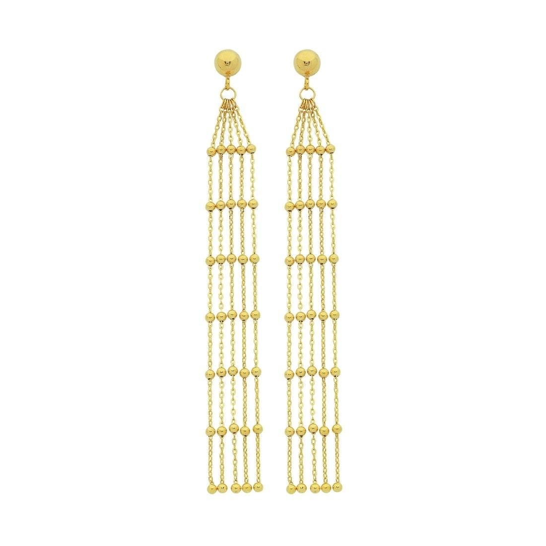 9ct Yellow Gold Silver Infused 4 Strand Drop Earrings Earrings Bevilles 