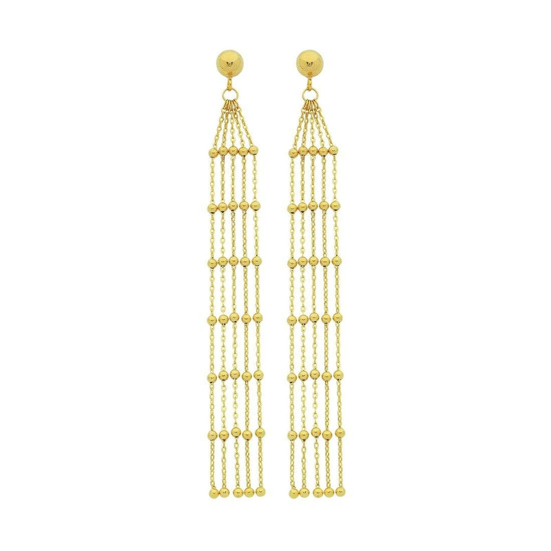 9ct Yellow Gold Silver Infused 4 Strand Drop Earrings Earrings Bevilles 