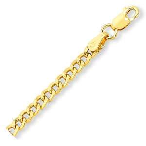 9ct Yellow Gold Silver Infused Flat Curb Necklace 45cm Necklaces Bevilles 