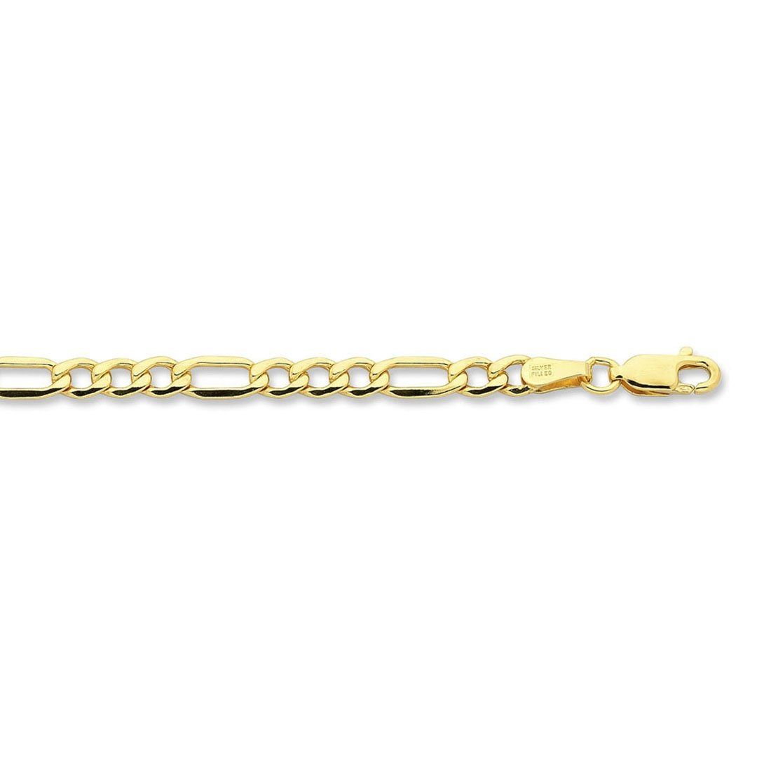 9ct Yellow Gold Silver Infused Flat Figaro Necklace 60cm Necklaces Bevilles 